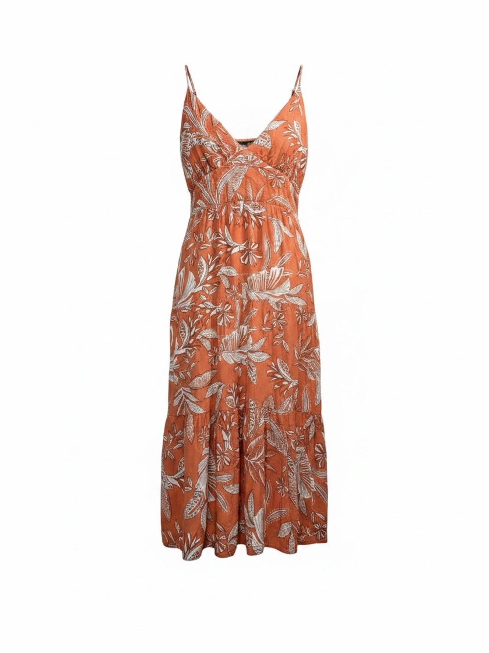 Wild Fable 2XCoral Floral Midi Dress with White Print Lightweight Flowy Boho
